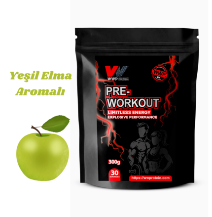 WWP Pre-Workout Limitless Energy, Sınırsız Enerji & - 300g – Yeşil Elma Aromalı