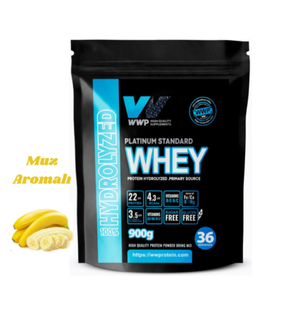 WWP Platinum Standard Whey Protein Hydrolyzed Tozu – 900g – Muz Aromalı.